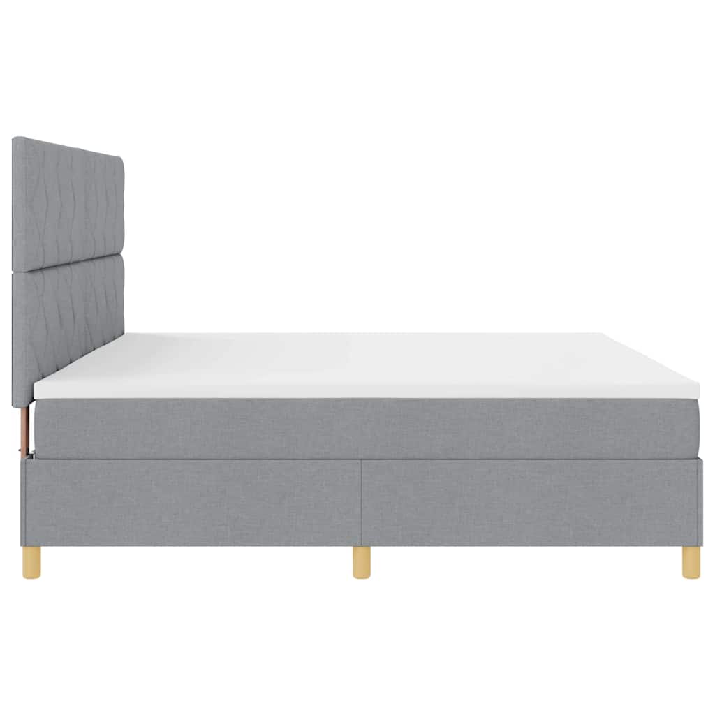 Box spring seng med hovedgærde Lysegrå 200 x 200 cm Stof