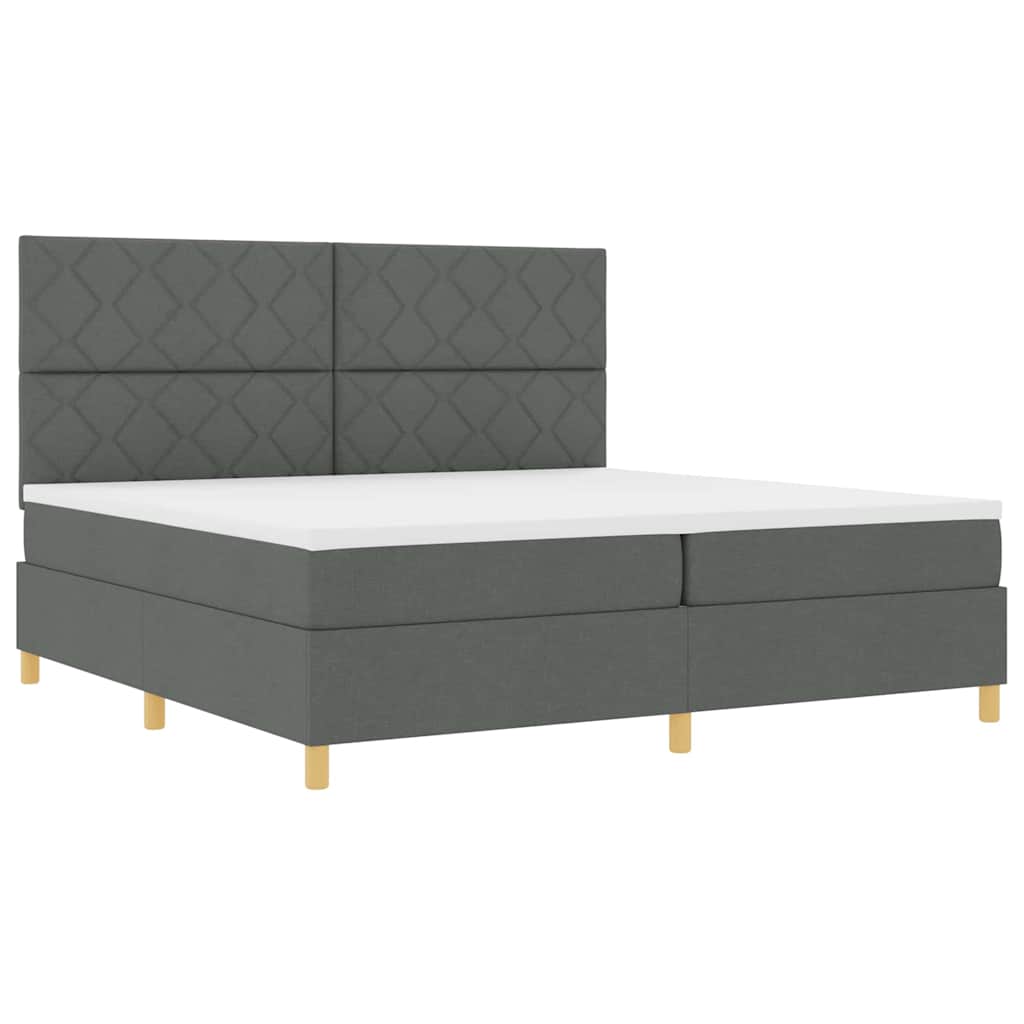 Box spring seng med hovedgærde Mørkegrå 200 x 200 cm Stof