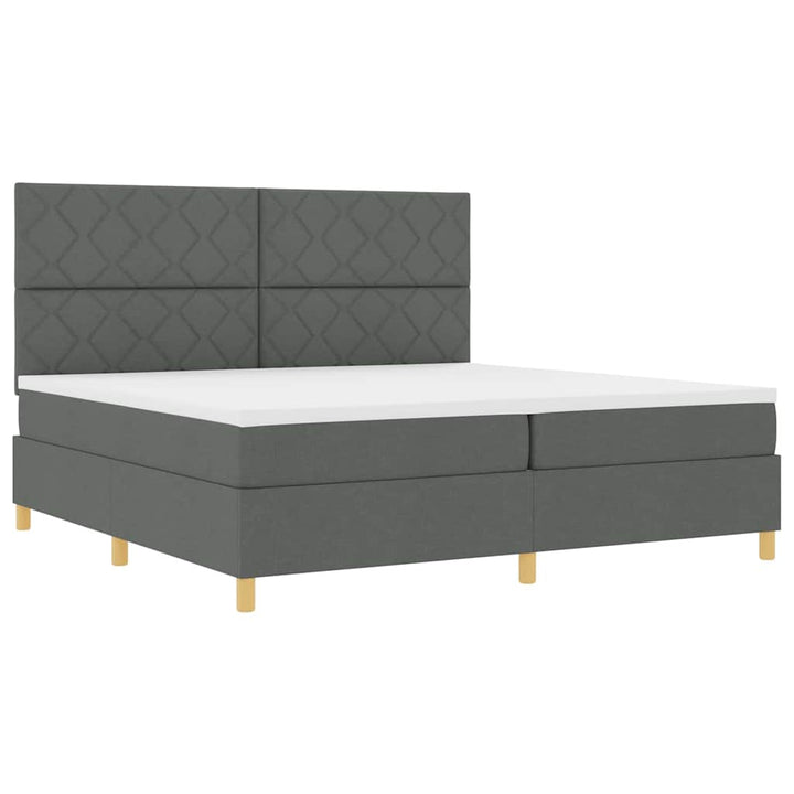 Box spring seng med hovedgærde Mørkegrå 200 x 200 cm Stof