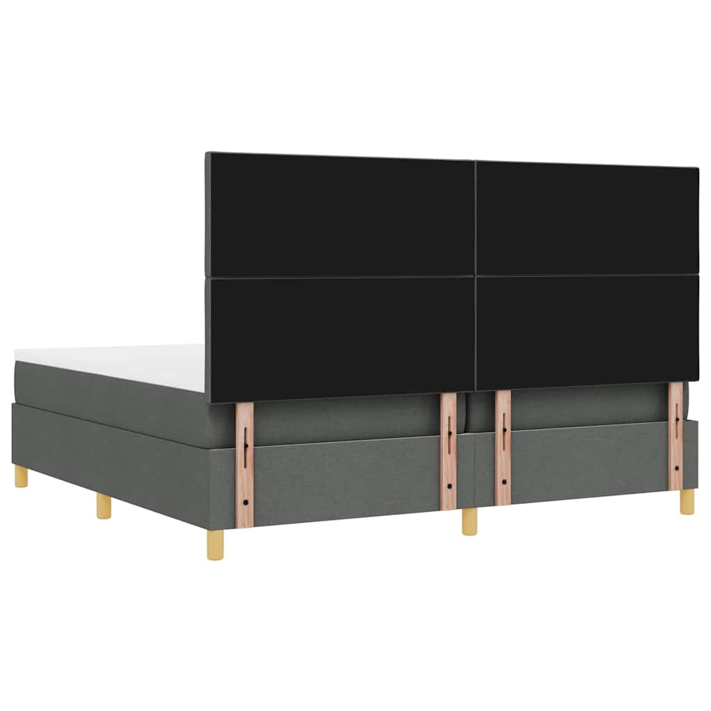 Box spring seng med hovedgærde Mørkegrå 200 x 200 cm Stof