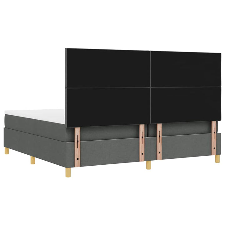 Box spring seng med hovedgærde Mørkegrå 200 x 200 cm Stof