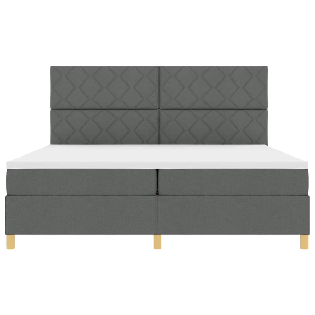Box spring seng med hovedgærde Mørkegrå 200 x 200 cm Stof