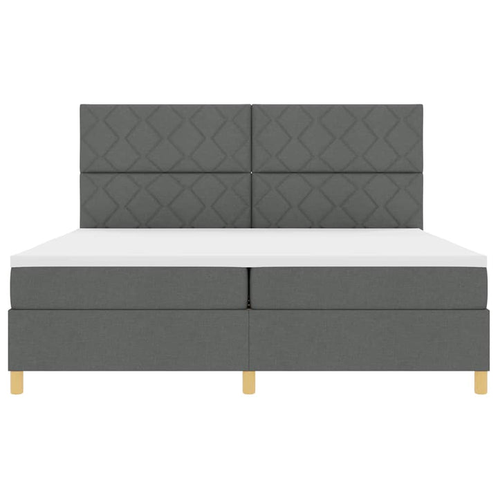 Box spring seng med hovedgærde Mørkegrå 200 x 200 cm Stof