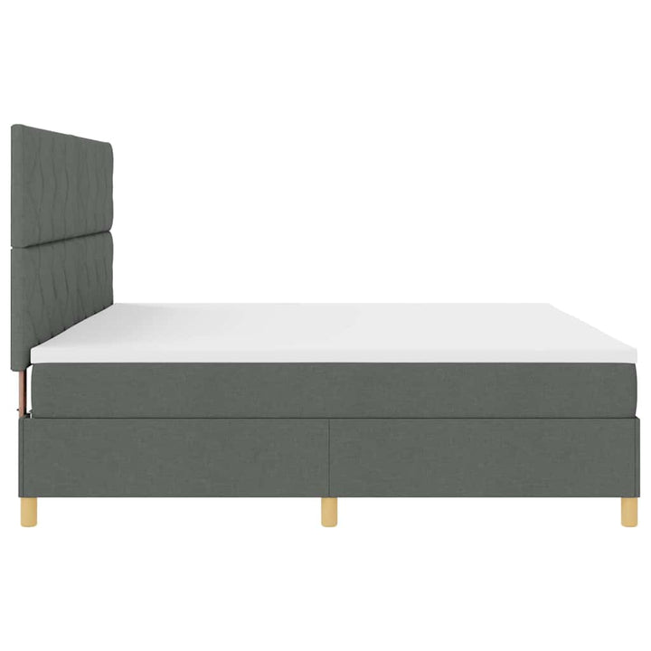 Box spring seng med hovedgærde Mørkegrå 200 x 200 cm Stof
