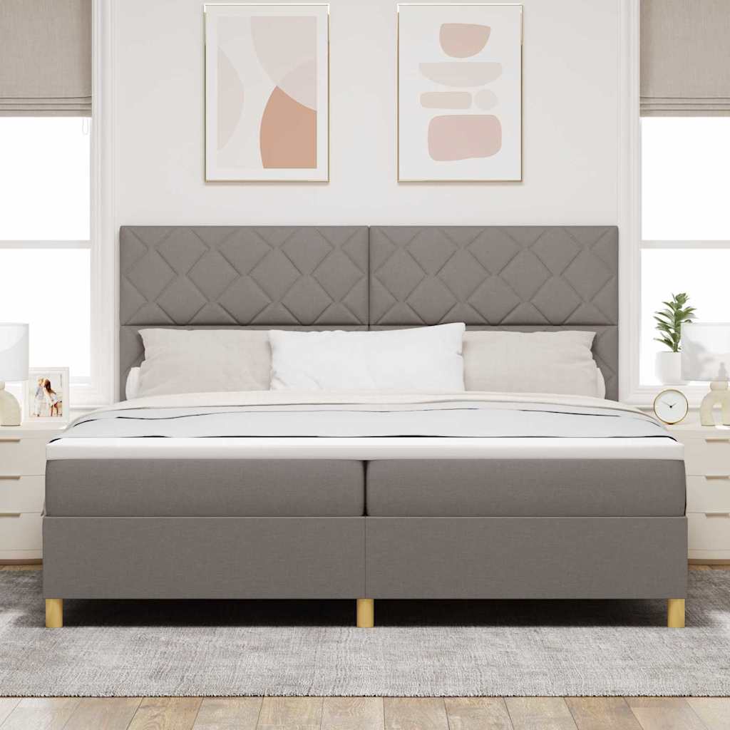 Box spring seng med hovedgærde Gråbrun 200 x 200 cm Stof