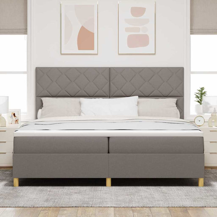 Box spring seng med hovedgærde Gråbrun 200 x 200 cm Stof