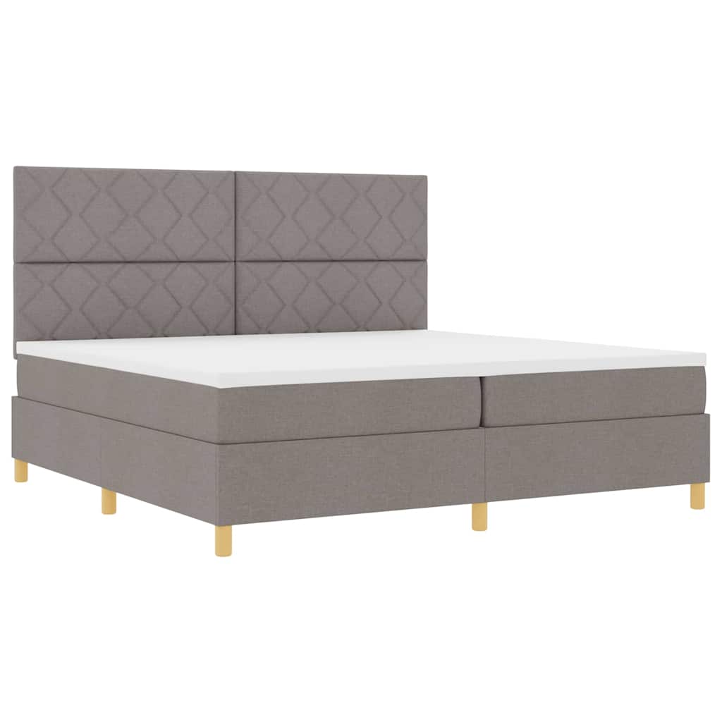 Box spring seng med hovedgærde Gråbrun 200 x 200 cm Stof