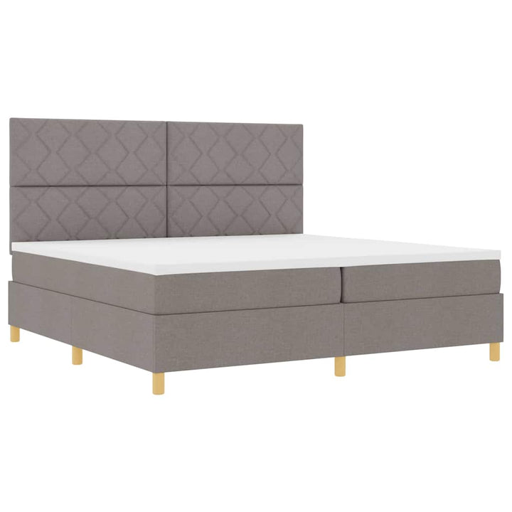 Box spring seng med hovedgærde Gråbrun 200 x 200 cm Stof