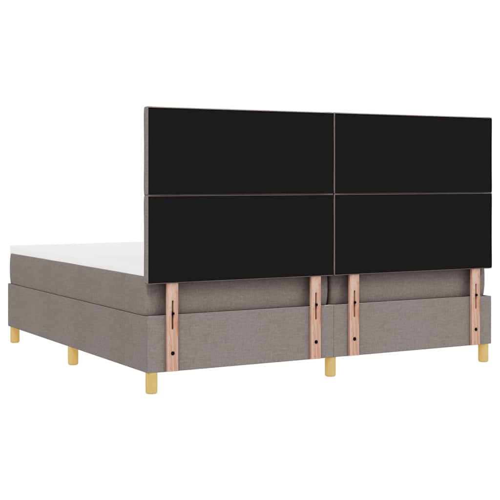 Box spring seng med hovedgærde Gråbrun 200 x 200 cm Stof
