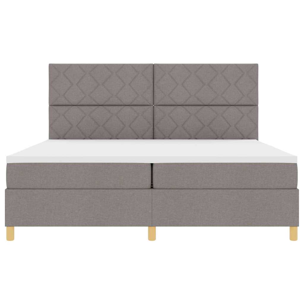 Box spring seng med hovedgærde Gråbrun 200 x 200 cm Stof