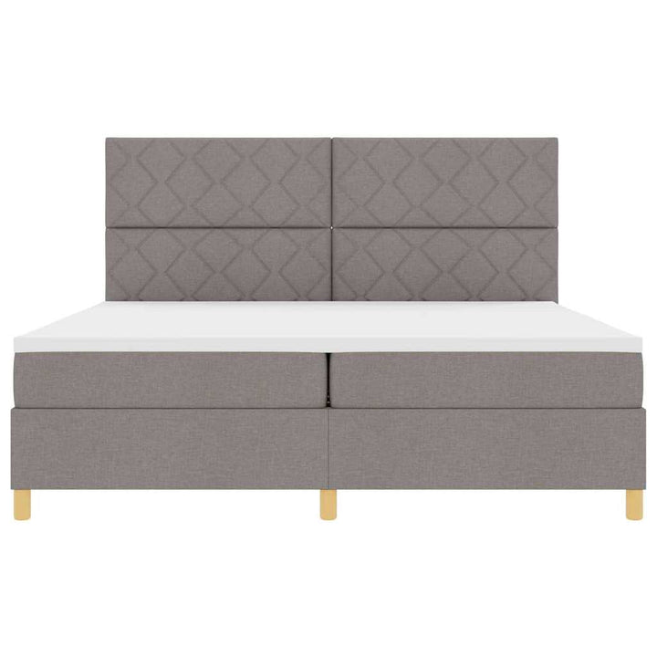 Box spring seng med hovedgærde Gråbrun 200 x 200 cm Stof