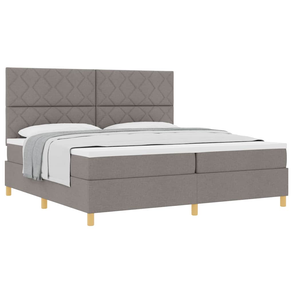 Box spring seng med hovedgærde Gråbrun 200 x 200 cm Stof