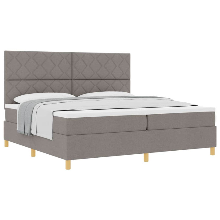 Box spring seng med hovedgærde Gråbrun 200 x 200 cm Stof