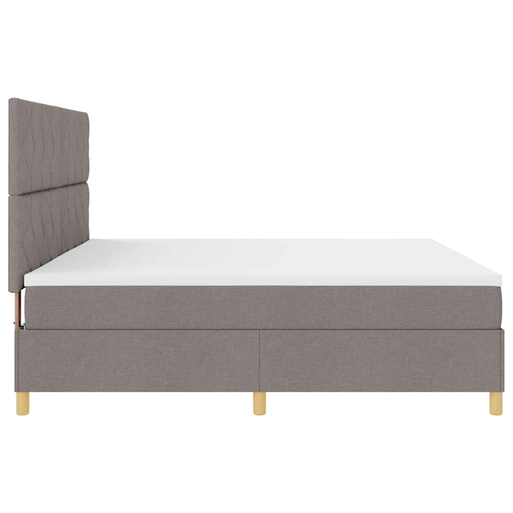 Box spring seng med hovedgærde Gråbrun 200 x 200 cm Stof