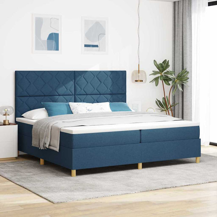 Box spring seng med hovedgærde Blå 200 x 200 cm Stof