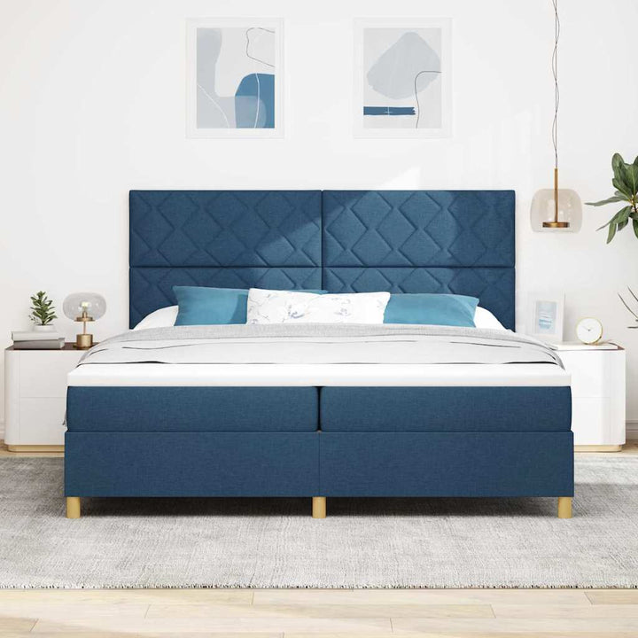 Box spring seng med hovedgærde Blå 200 x 200 cm Stof