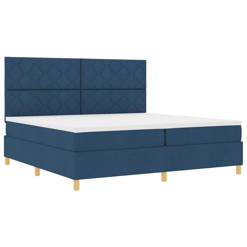Box spring seng med hovedgærde Blå 200 x 200 cm Stof