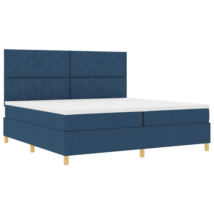 Box spring seng med hovedgærde Blå 200 x 200 cm Stof