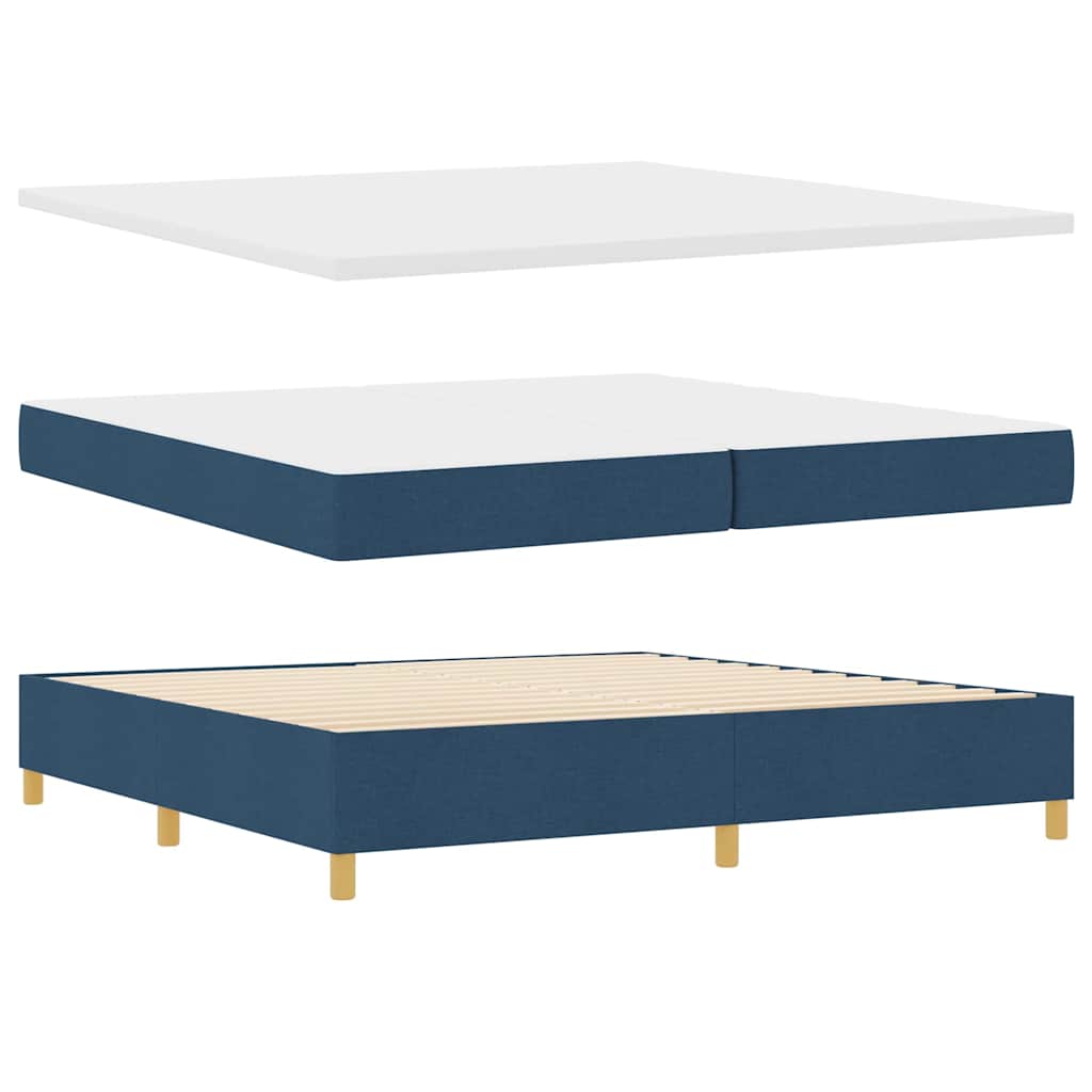 Box spring seng med hovedgærde Blå 200 x 200 cm Stof
