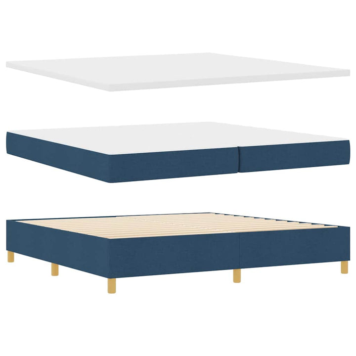 Box spring seng med hovedgærde Blå 200 x 200 cm Stof