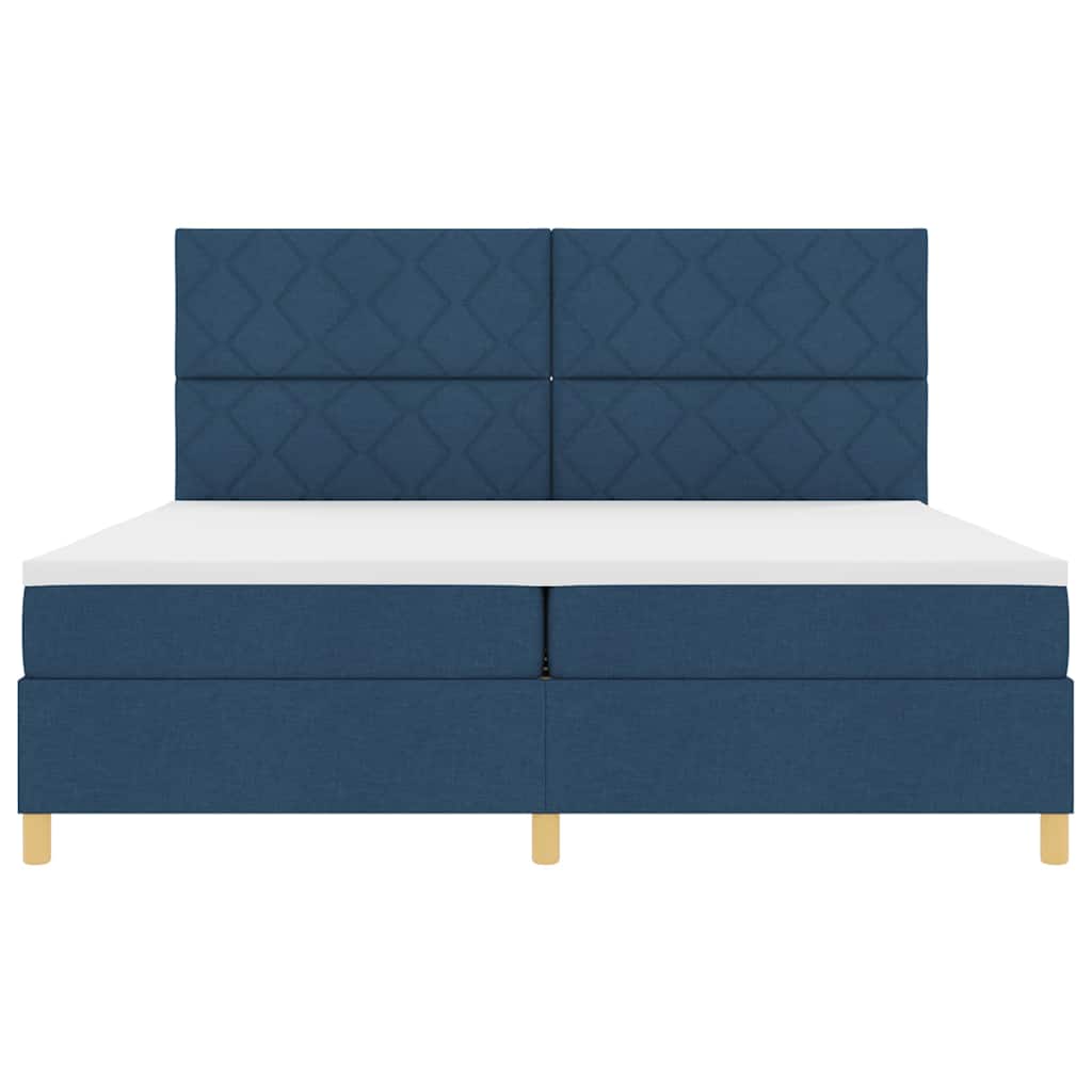Box spring seng med hovedgærde Blå 200 x 200 cm Stof