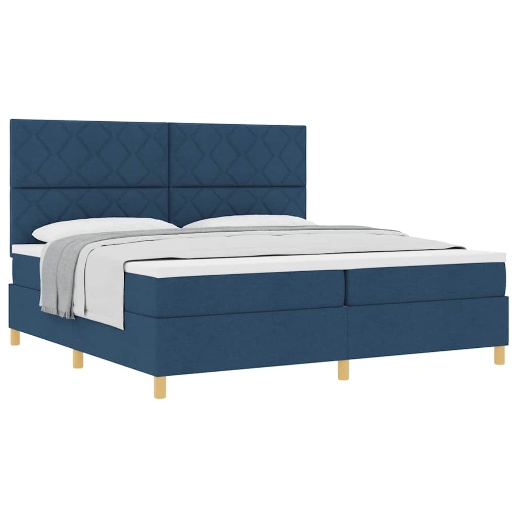 Box spring seng med hovedgærde Blå 200 x 200 cm Stof
