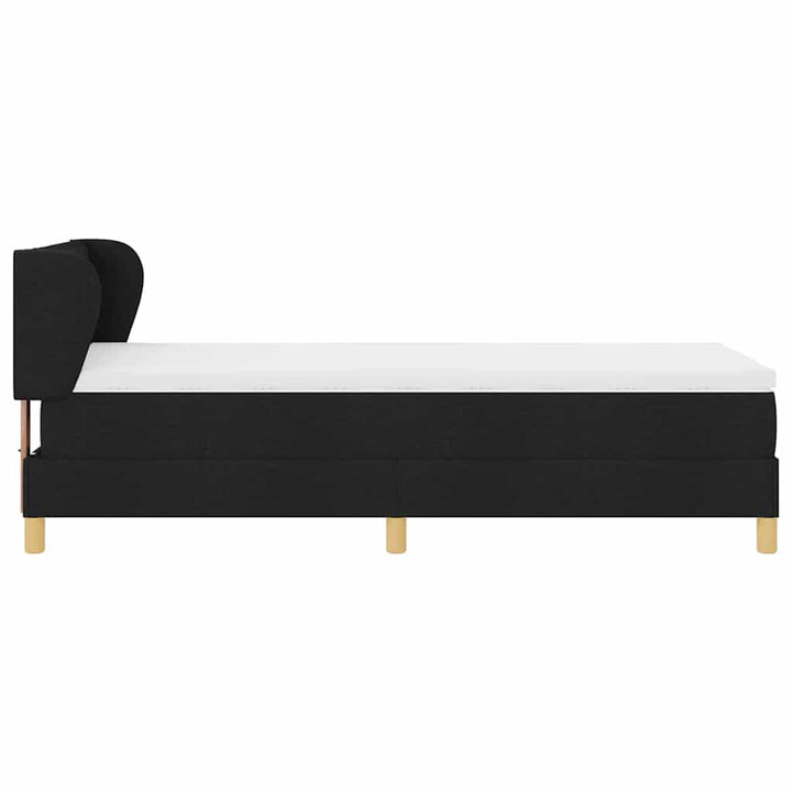 Boks madrasseng med madras creme 90x200 cm stof med madras Sort