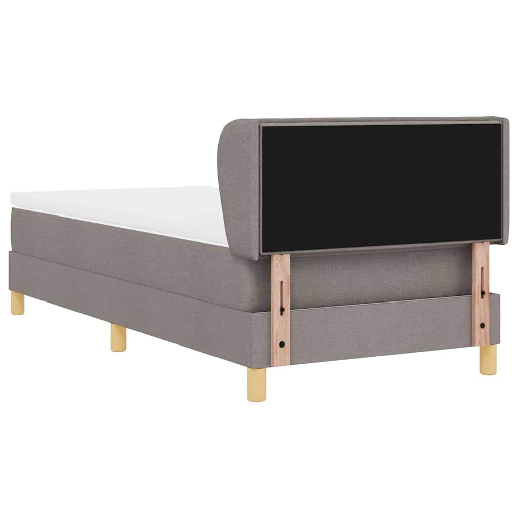 Boks madrasseng med madras creme 90x200 cm stof Gråbrun