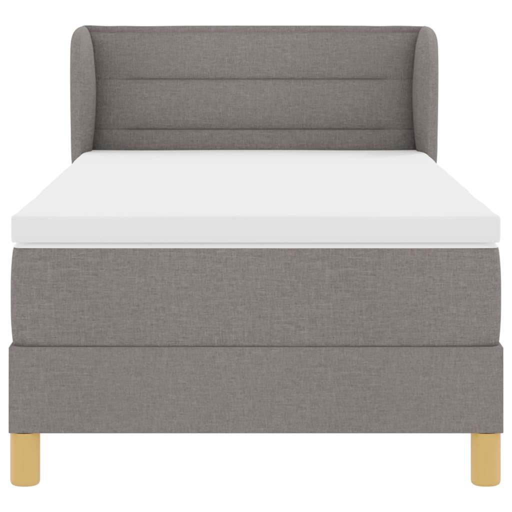 Boks madrasseng med madras creme 90x200 cm stof Gråbrun