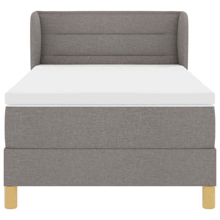Boks madrasseng med madras creme 90x200 cm stof Gråbrun