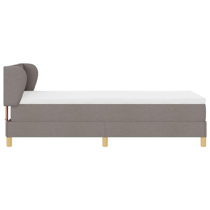 Boks madrasseng med madras creme 90x200 cm stof Gråbrun