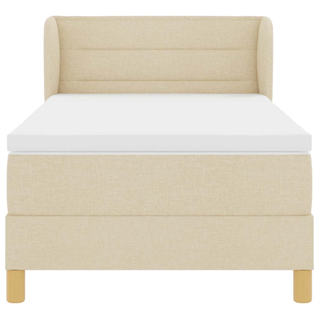 Boks madrasseng med madras creme 90x200 cm stof Creme
