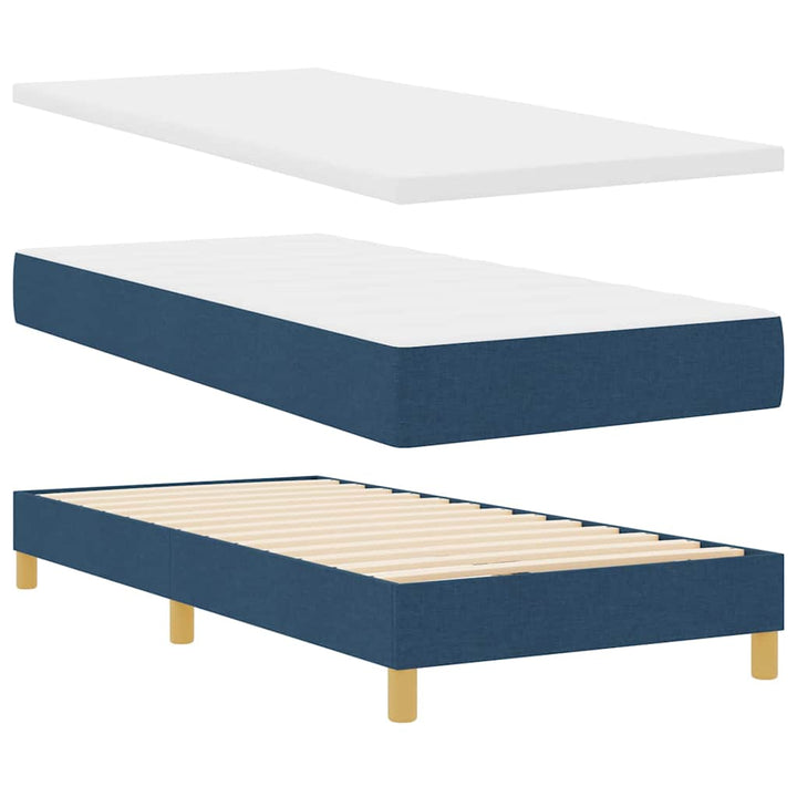 Boks madrasseng med madras creme 90x200 cm stof Blå 80 x 200 cm