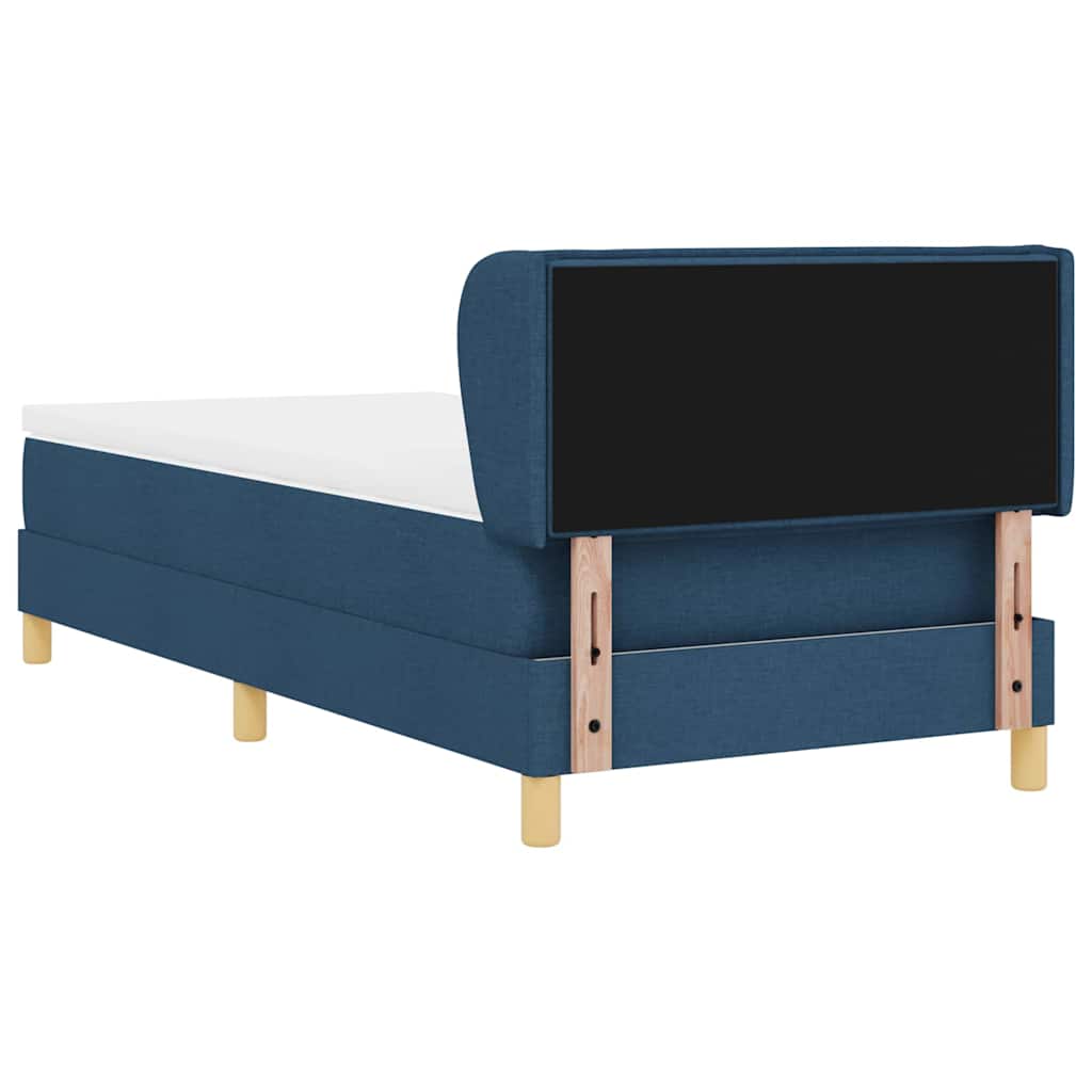 Boks madrasseng med madras creme 90x200 cm stof Blå 80 x 200 cm