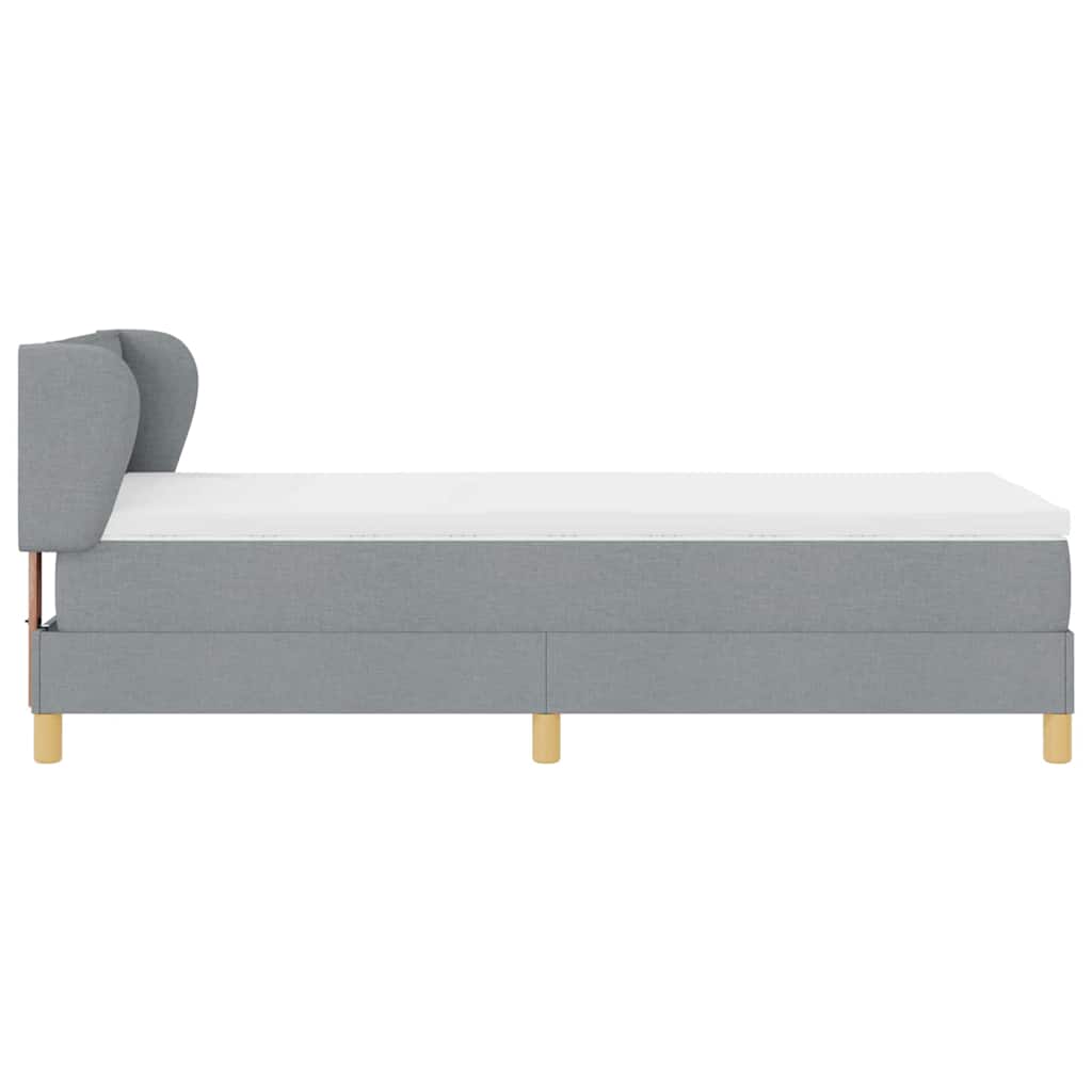 Boks madrasseng med madras creme 90x200 cm stof Lysegrå