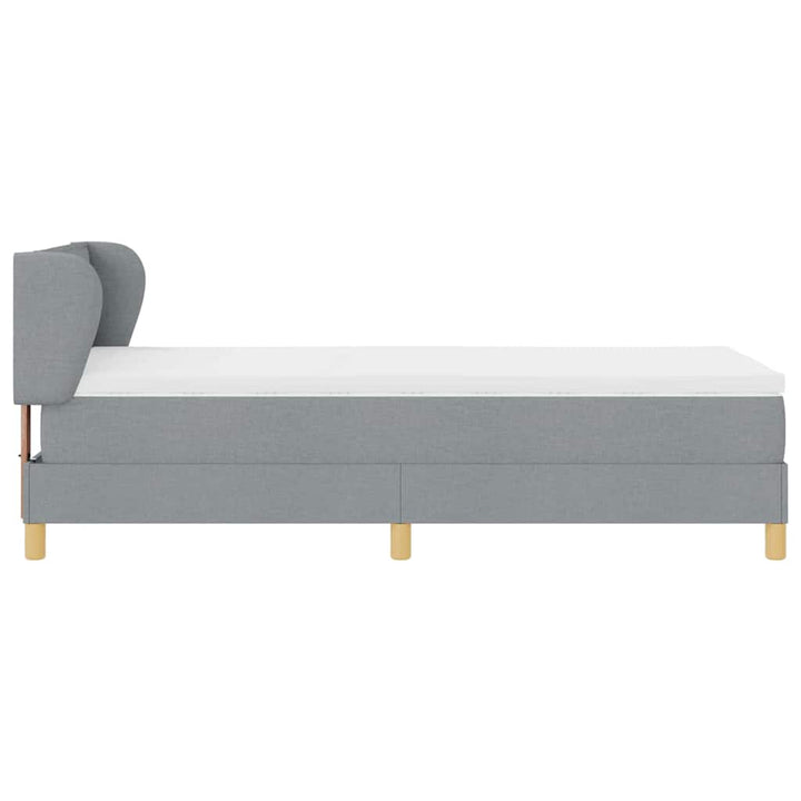 Boks madrasseng med madras creme 90x200 cm stof Lysegrå