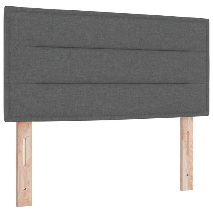 Boks madrasseng med madras creme 90x200 cm stof Mørkegrå