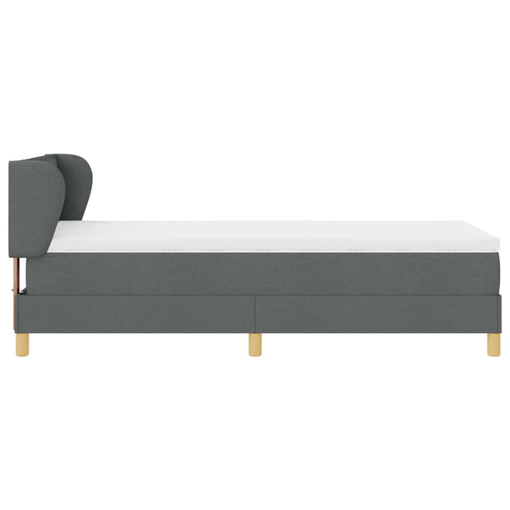 Boks madrasseng med madras creme 90x200 cm stof Mørkegrå