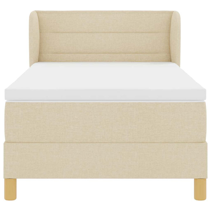 Boks madrasseng med madras creme 90x200 cm stof Creme