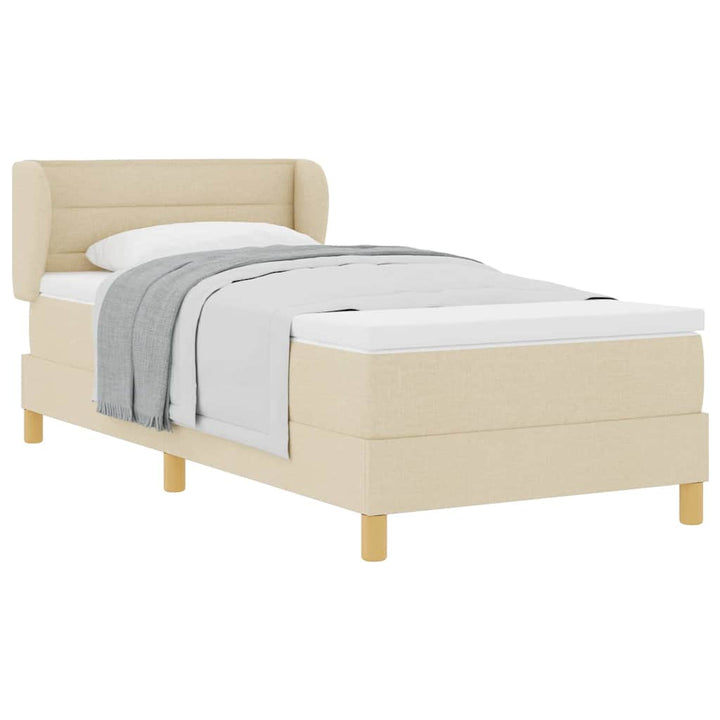 Boks madrasseng med madras creme 90x200 cm stof Creme