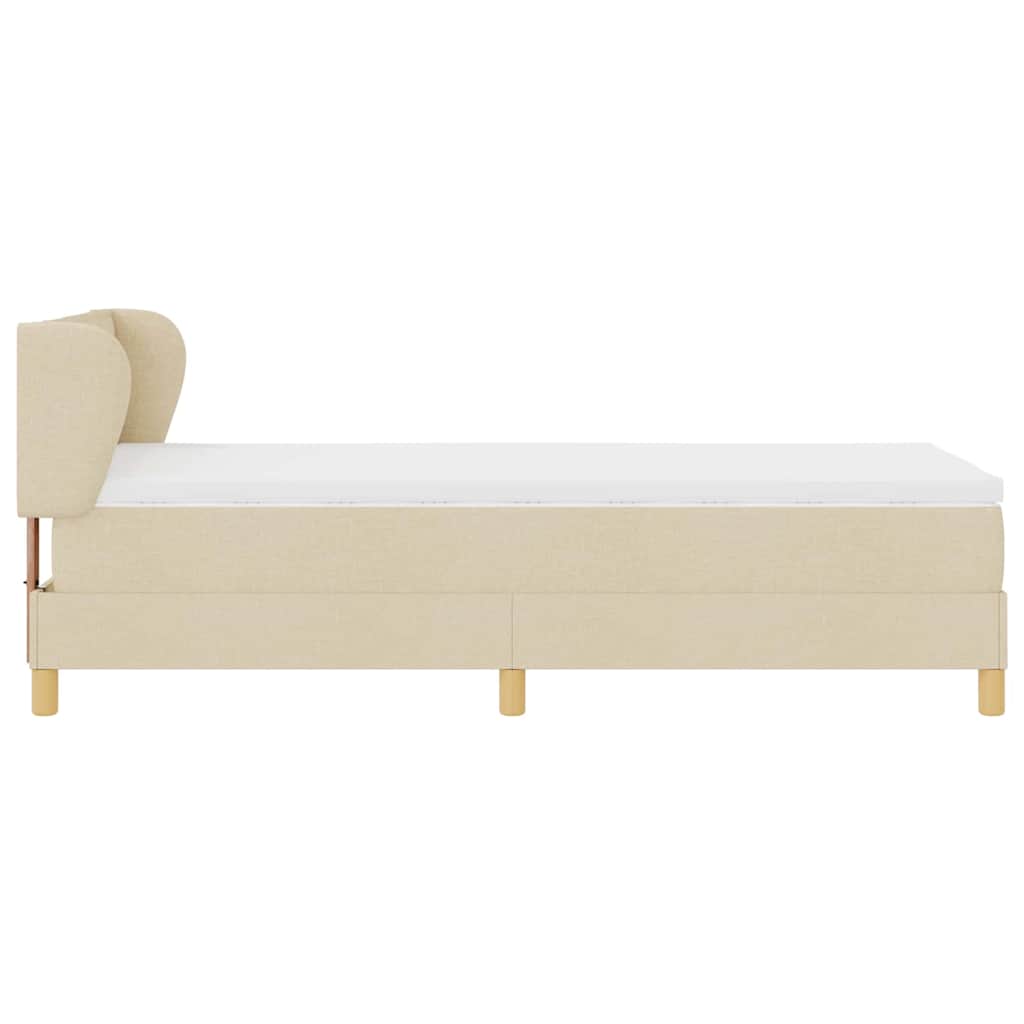 Boks madrasseng med madras creme 90x200 cm stof Creme