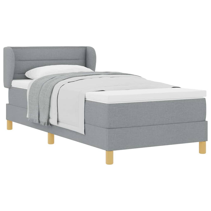 Boks madrasseng med madras creme 90x200 cm stof Lysegrå