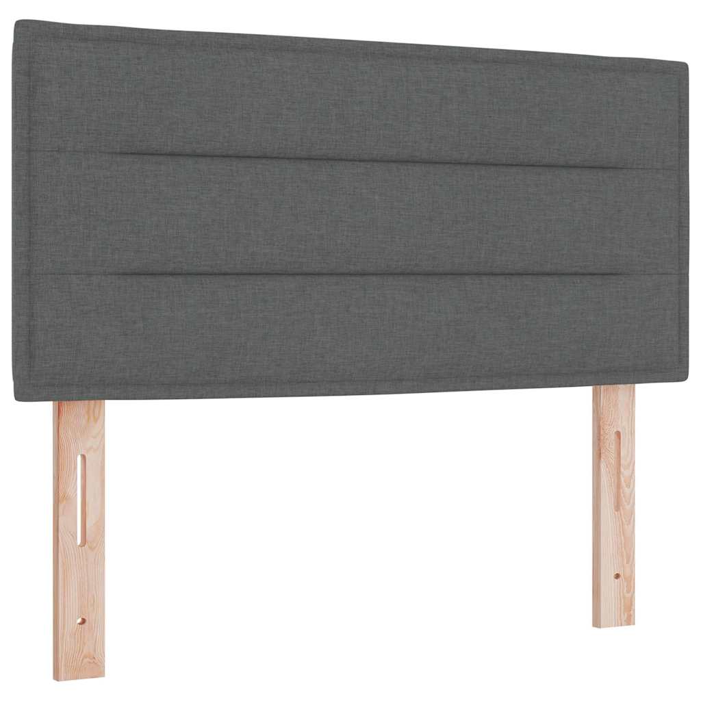 Boks madrasseng med madras creme 90x200 cm stof Mørkegrå