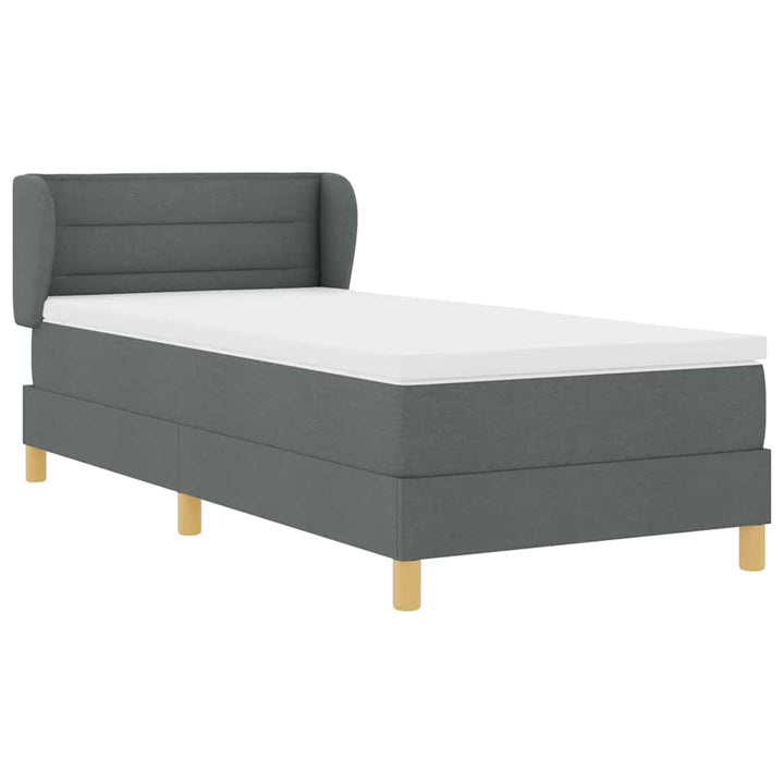 Boks madrasseng med madras creme 90x200 cm stof Mørkegrå