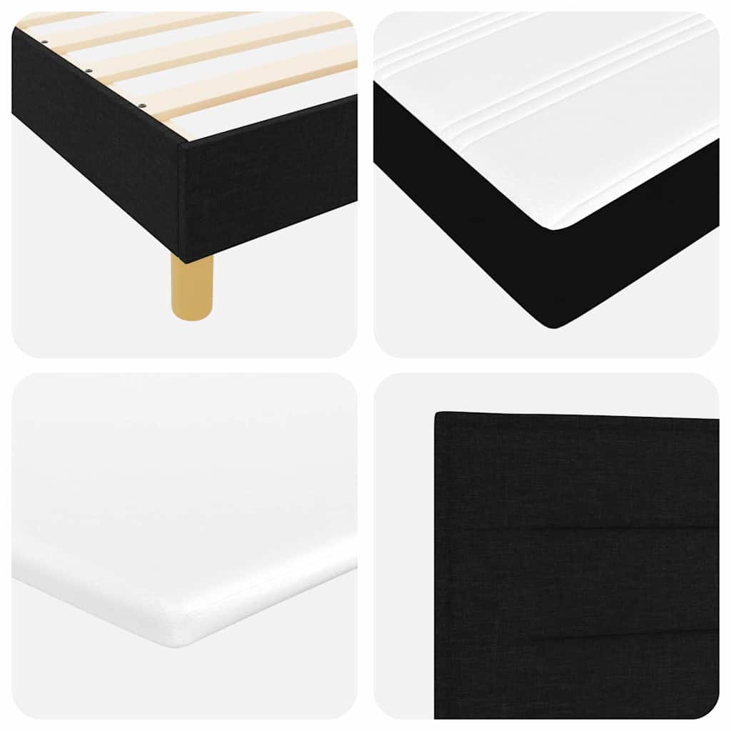 Boks madrasseng med madras creme 90x200 cm stof med madras Sort