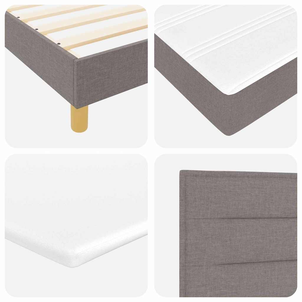 Boks madrasseng med madras creme 90x200 cm stof Gråbrun