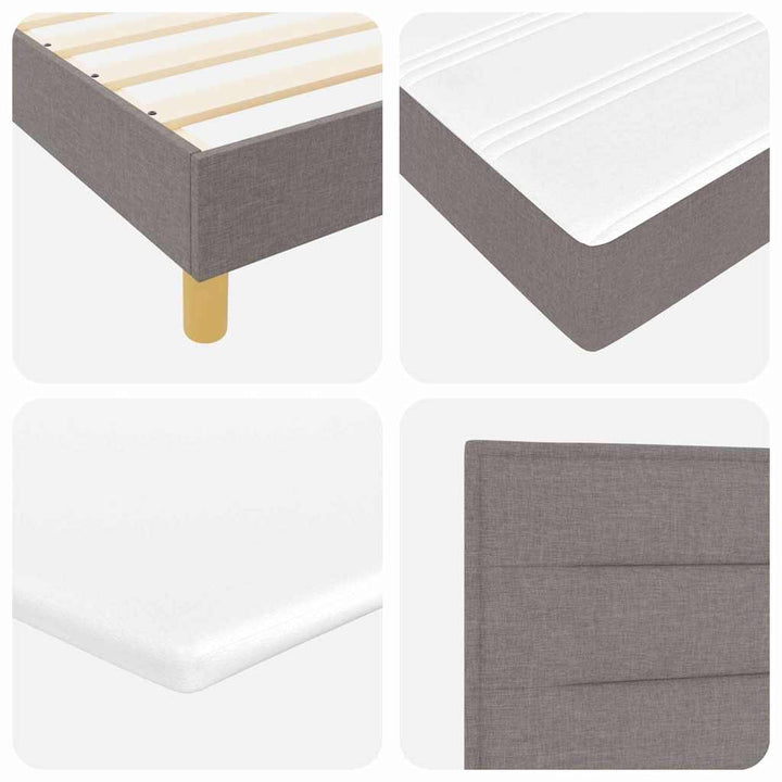 Boks madrasseng med madras creme 90x200 cm stof Gråbrun