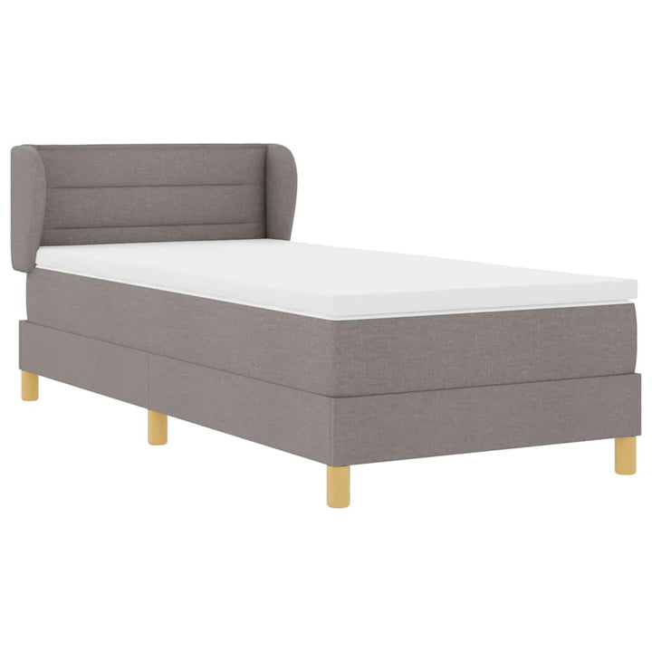 Boks madrasseng med madras creme 90x200 cm stof Gråbrun