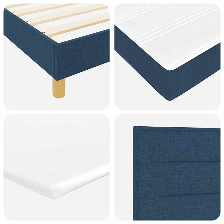 Boks madrasseng med madras creme 90x200 cm stof Blå 90 x 200 cm