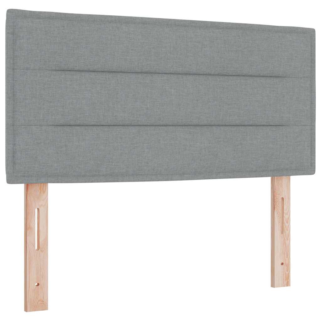 Boks madrasseng med madras creme 90x200 cm stof Lysegrå